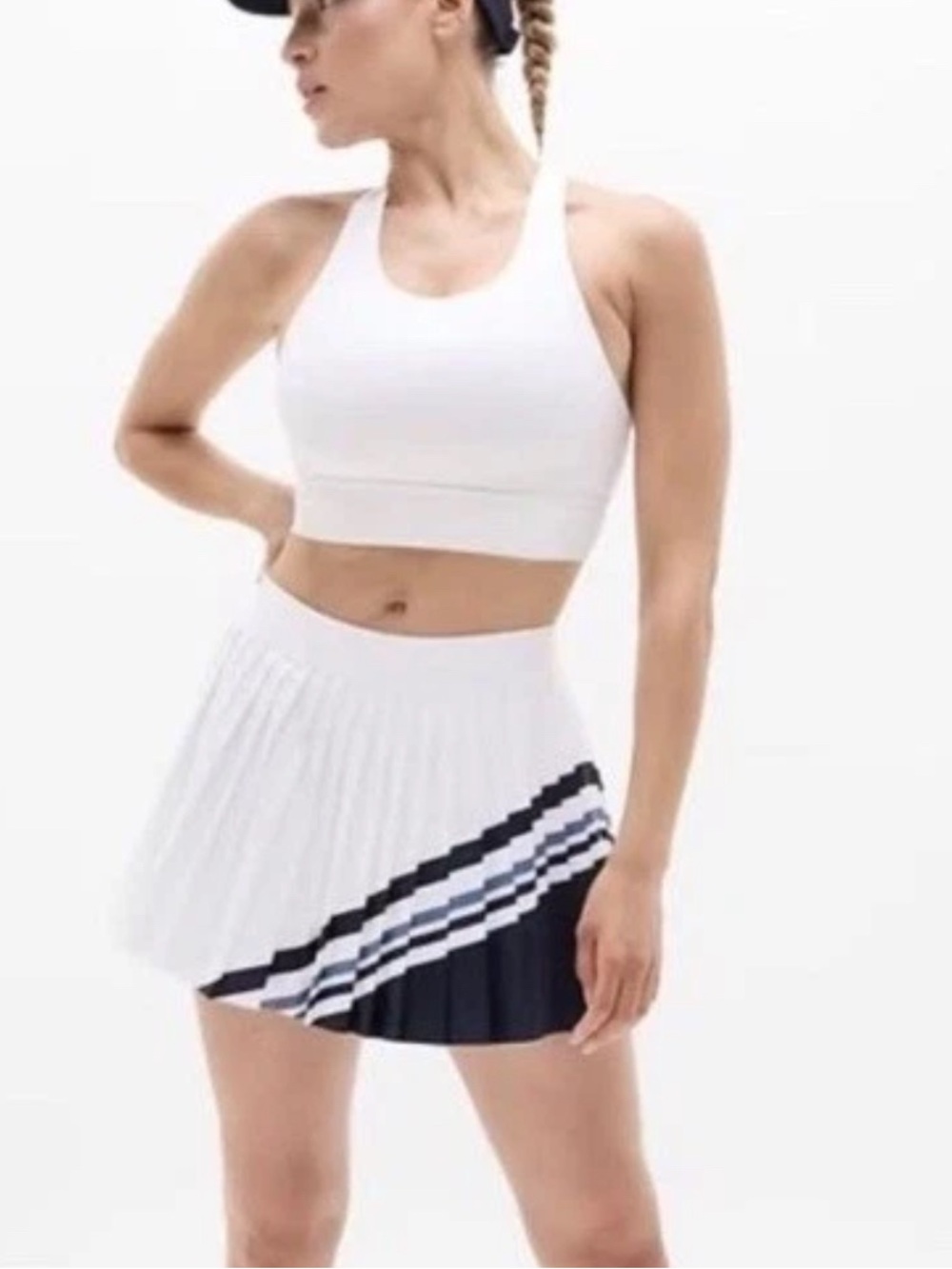 New! Athleta Pleated Skort L MatchPoint Pleated Navy White sporty prep tennis